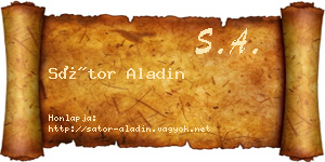 Sátor Aladin névjegykártya